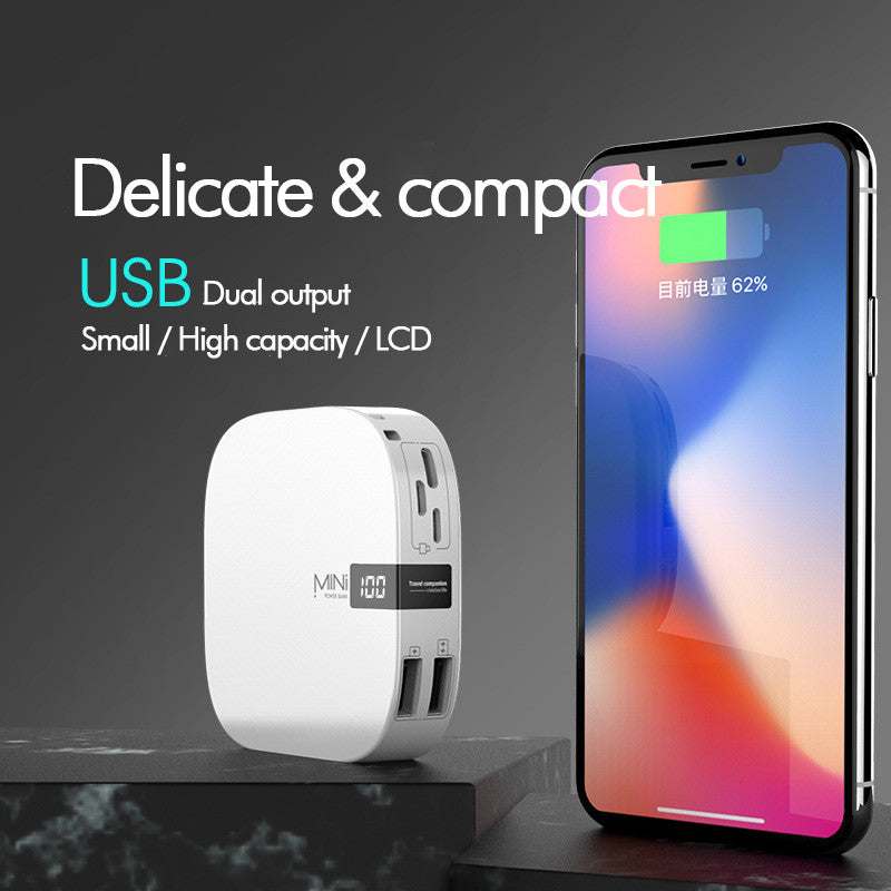 10000mAh Mini Power Bank with digital display showing battery level and fast input charging indicator